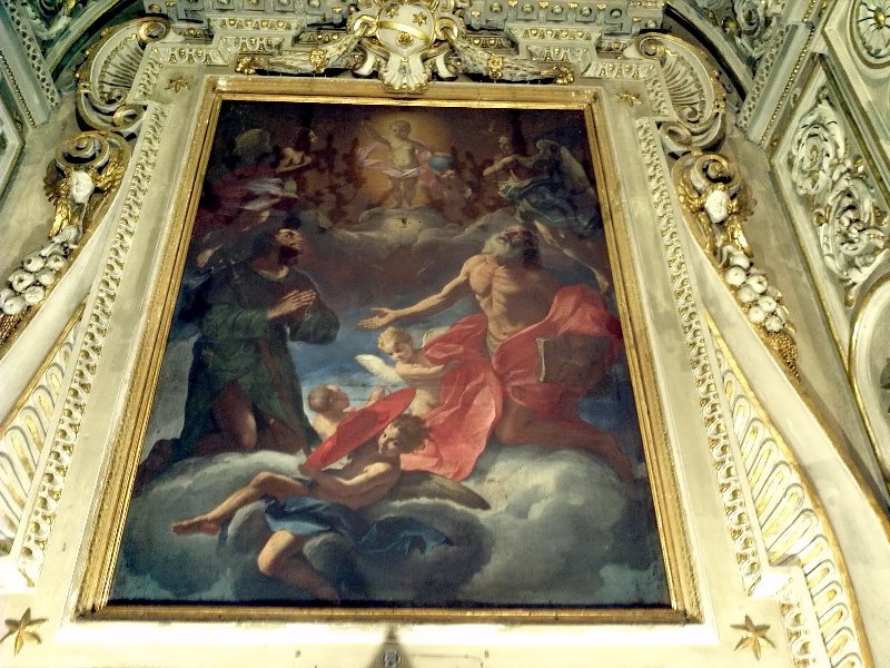 Giacinto Brandi (1653-1691), Gesù Bambino e, in atto di adorazione, San Girolamo e San Rocco nella Chiesa di San Rocco a Ostra