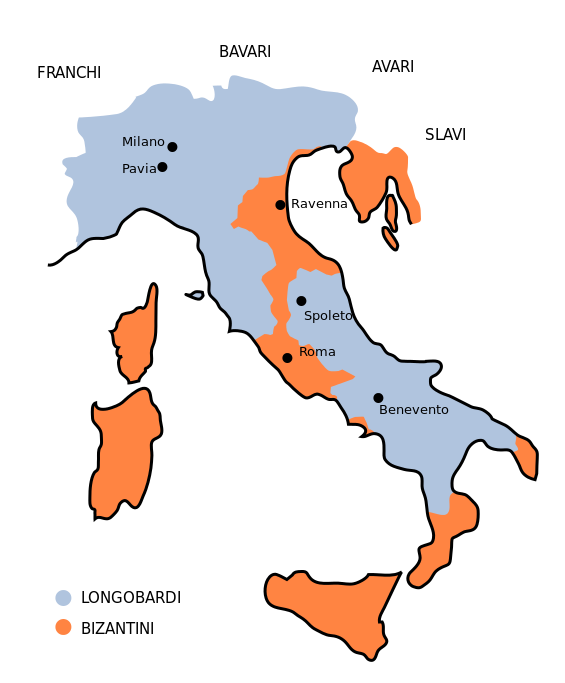 L'esarcato alla metà del VII secolo, dopo le conquiste del longobardo Rotari (606 – 652)