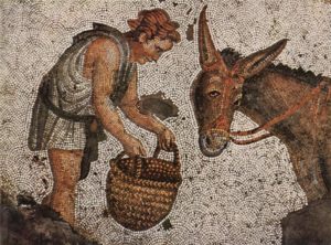 La favola dell'asino in un mosaico bizantino