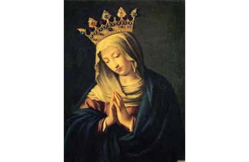 Madonna detta del Sassoferrato, inserita in una artistica cornice marmorea, scolpita da Tecchi di Fano