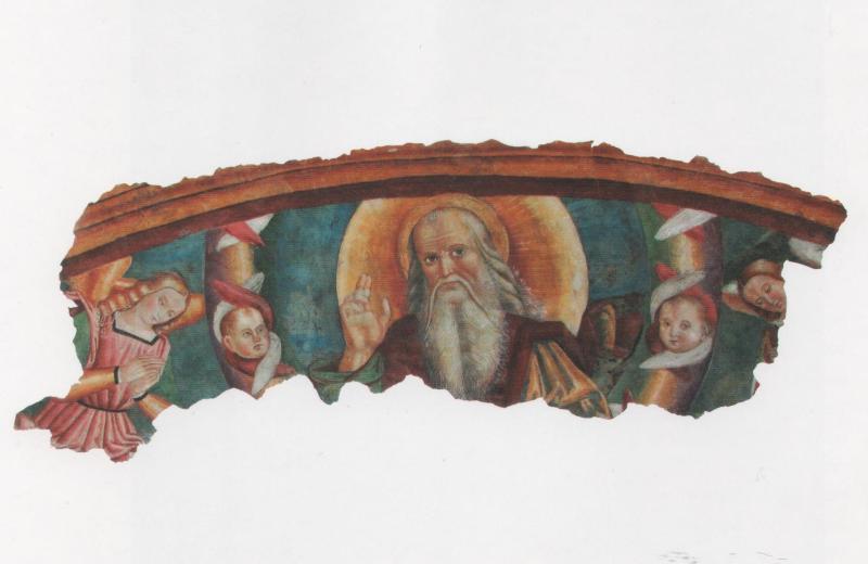 Eterno benedicente con Angeli adoranti e cherubini, Bottega di Giovanni Santi, Scapezzano - Chiesa di San Giovanni Battista