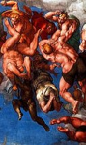 Niccolo III al secolo Giovanni Gaetano Orsini e un Angelo che respinge un reprobo di Michelangelo censurato