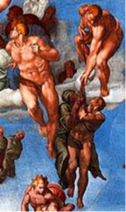 Un beato che solleva due mori di Michelangelo censurato