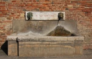Fontana di Citta della pieve con epigrafe di Virgilio 'sic vos non nobis'